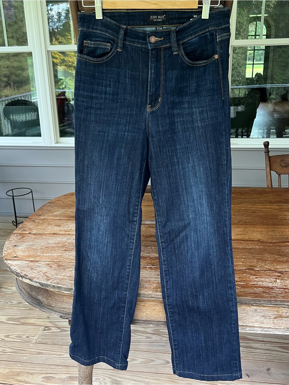 Judy Blue High Rise Straight Leg Jeans Dark Wash Non Distressed Size 7/28